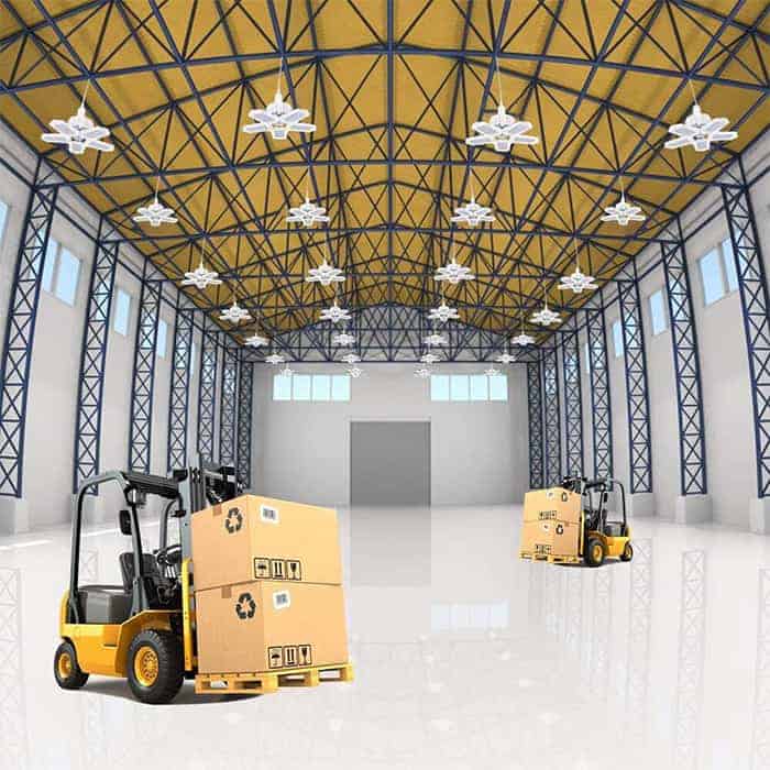 KABB Lampada Da Garage A LED 150W Pieghevole Con 5 Pannelli, 10000LM 6500K Luce Diurna, Base E27 - Kit 2 Pezzi Per Officina E Magazzino
