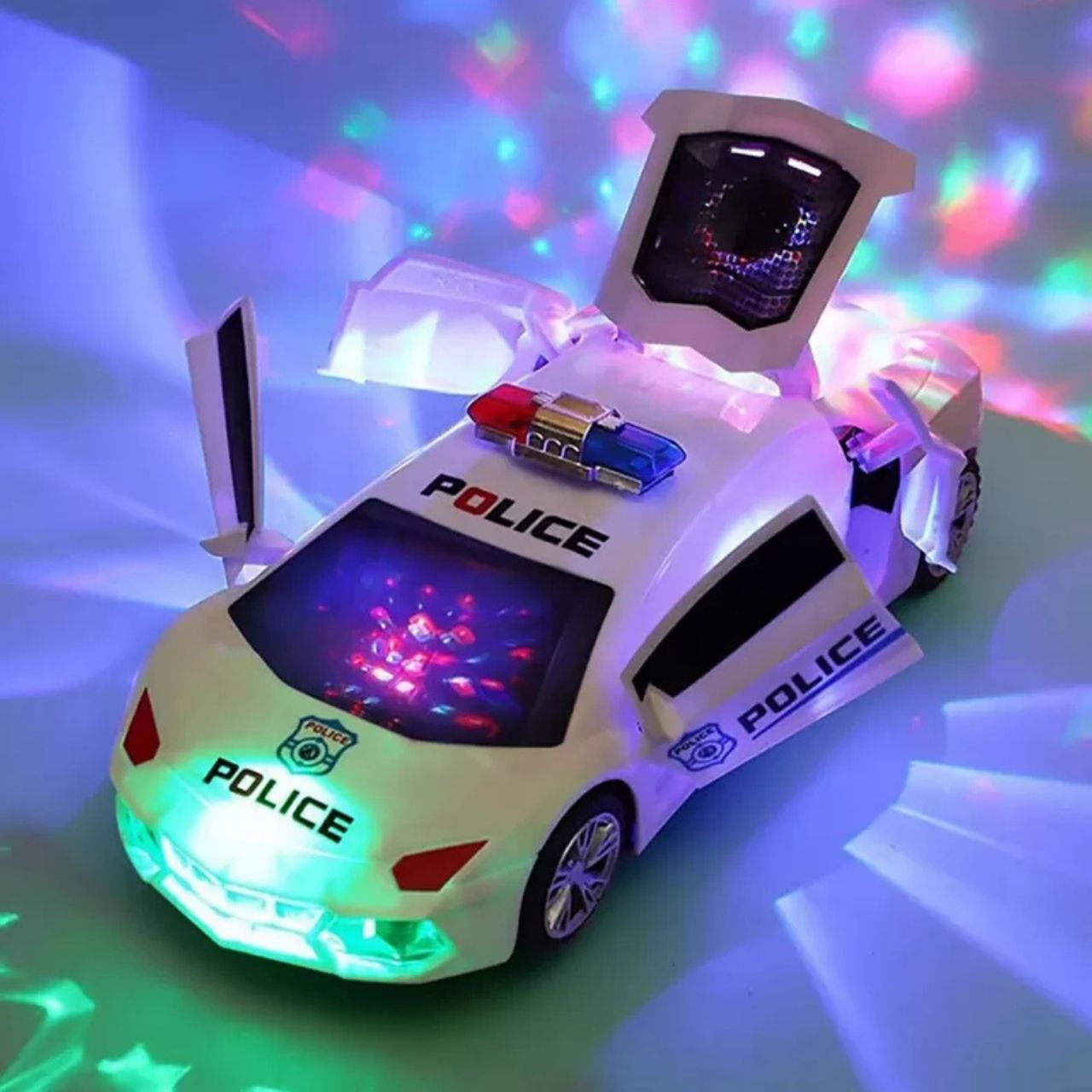 FUNWHOLE Auto Della Polizia Cyberpunk Con Luci - Set 372 Pezzi Mattoncini Da Costruzione Con Ufficiale - Giocattolo STEM Per Adulti E Ragazzi